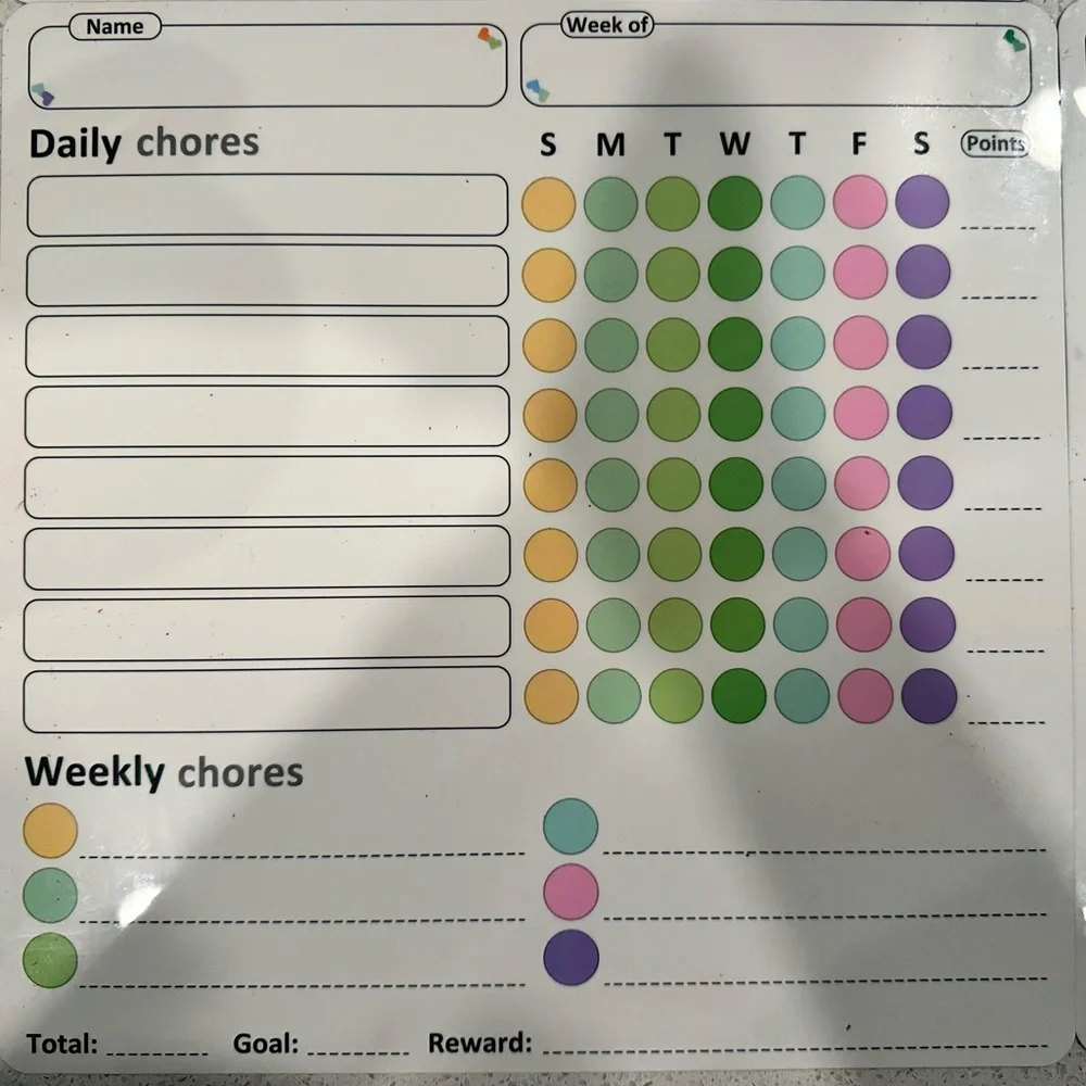 Magnetic Chore Chart Set for Kids Reward System Reusable Weekly Planner 4 Pack